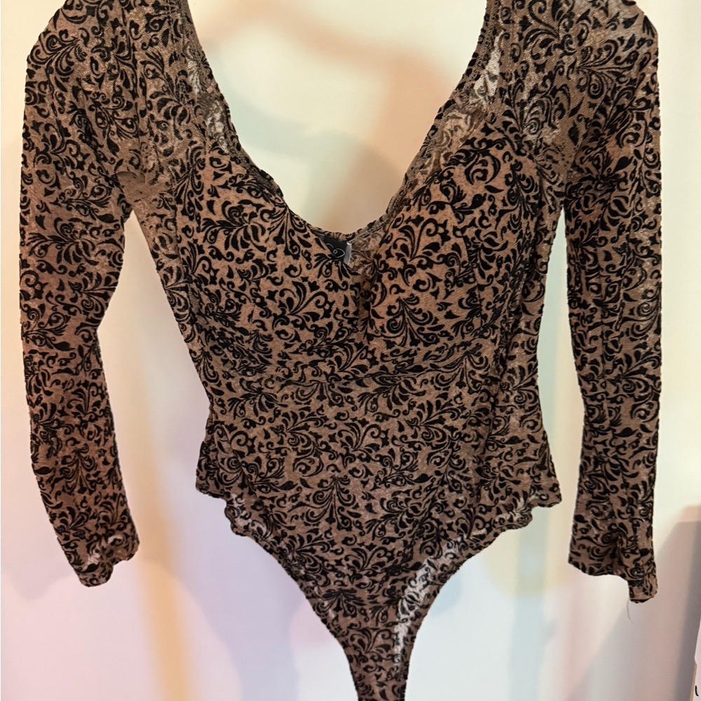 Windsor Black and Tan Floral Bodysuit